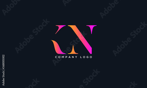 Abstract creative minimal and unique alphabet letter icon logo KN