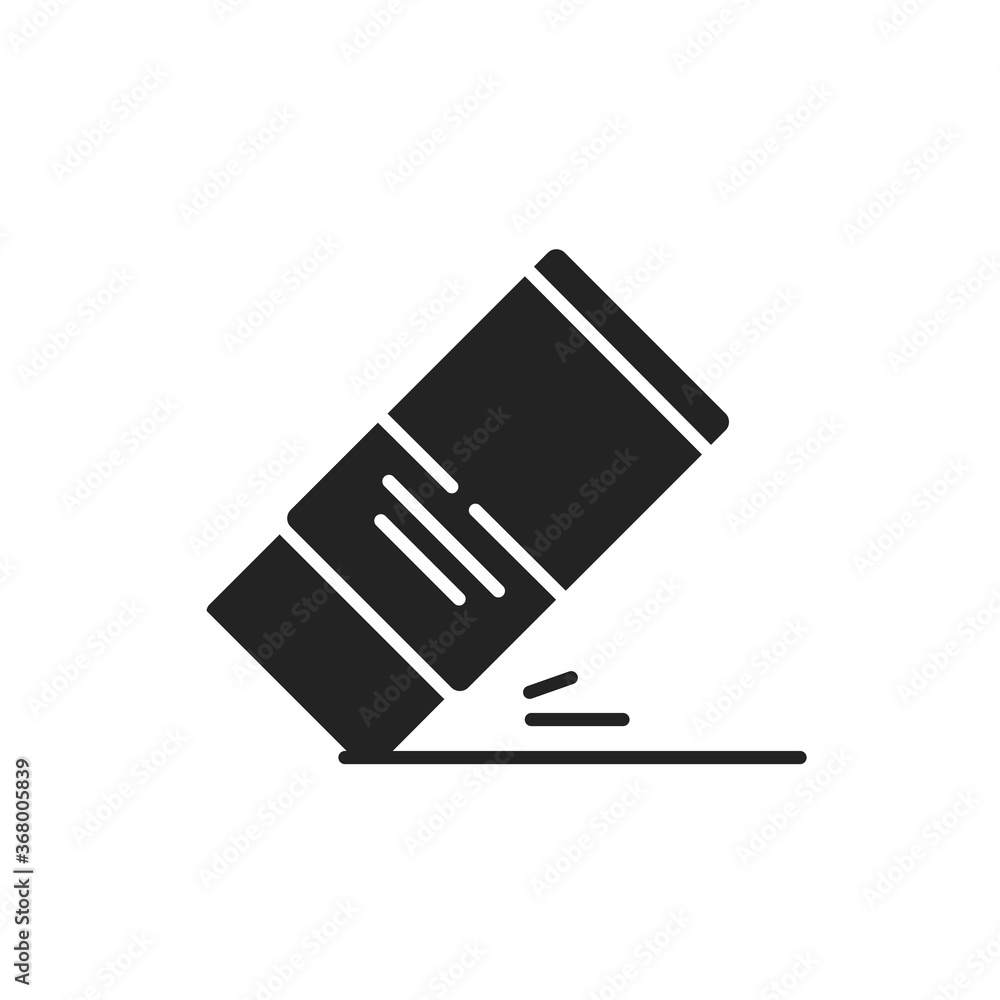 Eraser black glyph icon. Mistake removal tool concept. School, office supplies. Sign for web page, mobile app, banner, social media Eraser black glyph icon. Mistake removal tool concept. School, office supplies. Sign for web page, mobile app, banner, social media