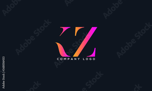 Abstract creative minimal and unique alphabet letter icon logo KZ