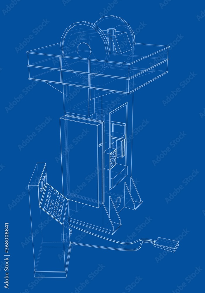 Friction screw press concept outline. Vector