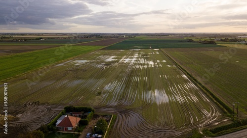 Aerial shot of flooded field near Spalding, UK photo
