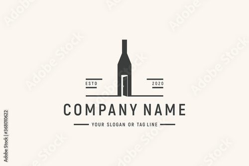  bottle door logo design vector template