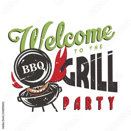 T-shirt print with barbeque maker and grill sausage