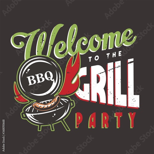 T-shirt print with barbeque maker and grill sausage