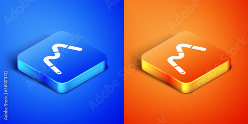 Isometric Jelly worms candy icon isolated on blue and orange background. Square button. Vector.