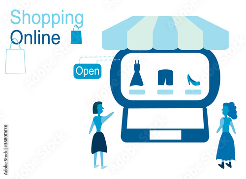 Vector illustration Digital online on smartphone or notebook. Concept marketing and digital online.