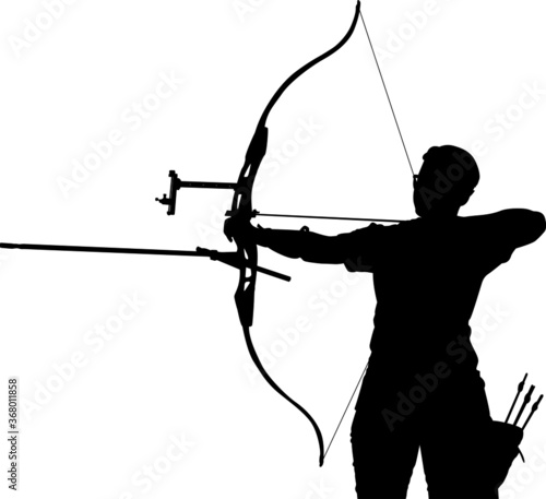 Fotótapéta Female archer aiming with a recurve bow