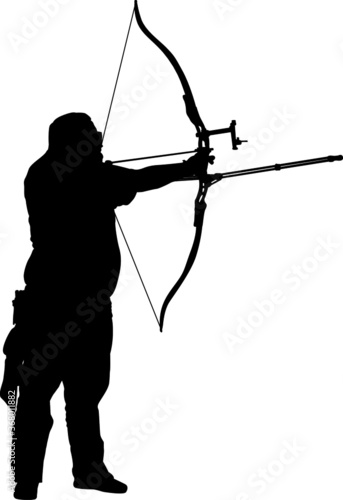 Male archer aiming with a recurve bow