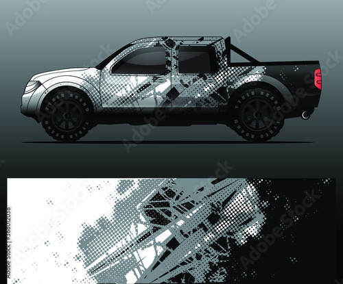 truck and vehicle Graphic vector. Racing background for vinyl wrap and decal