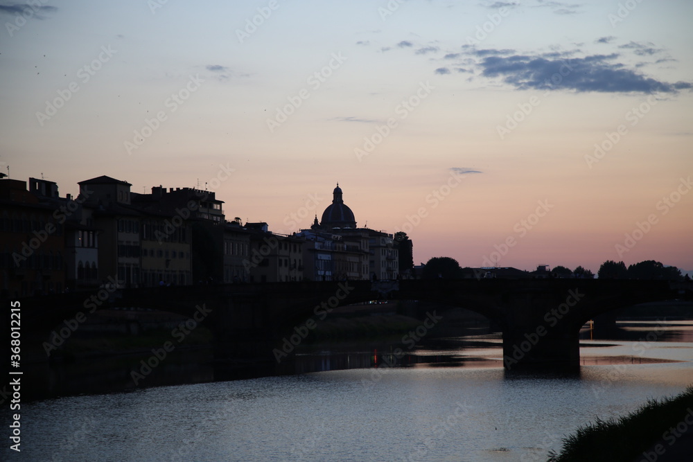 Sunset on the Arno river in Florence