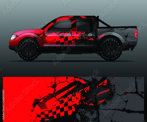 truck and vehicle Graphic vector. Racing background for vinyl wrap and decal