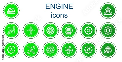 Editable 14 engine icons for web and mobile