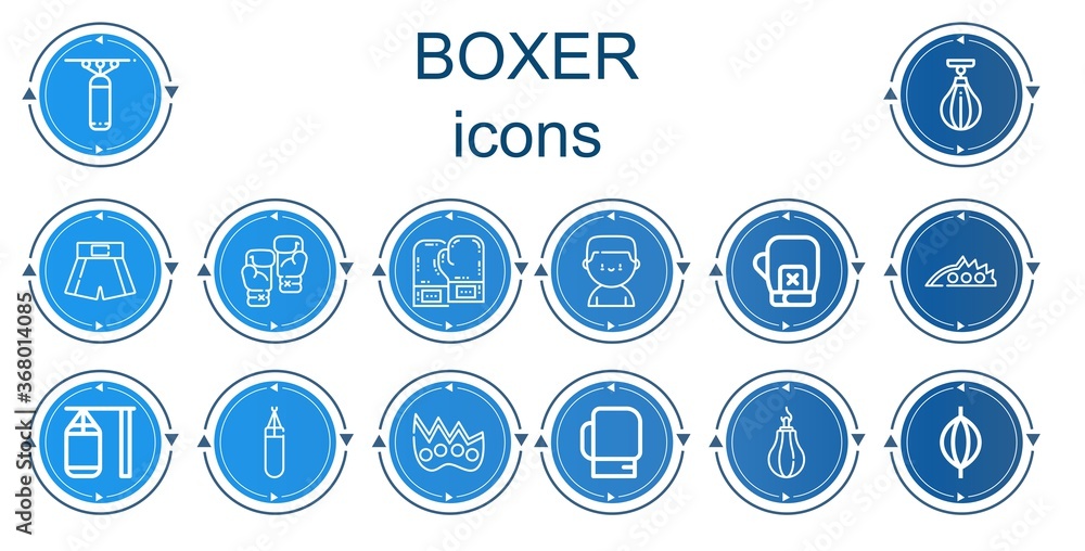 Editable 14 boxer icons for web and mobile Editable 14 boxer icons for web and mobile