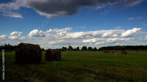 timelapse with clouds and haystacks