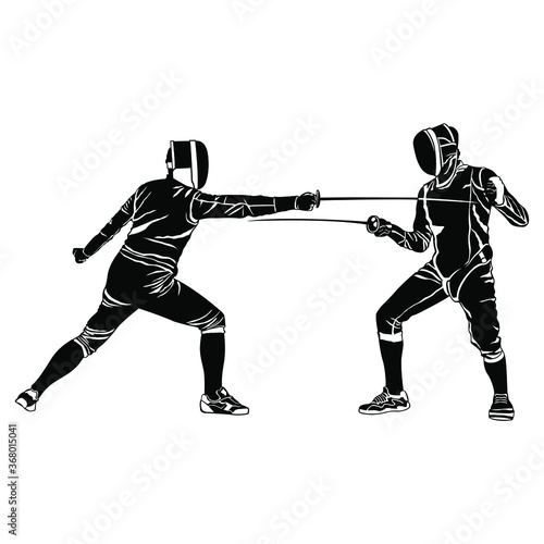 Vector image of athletes fencers