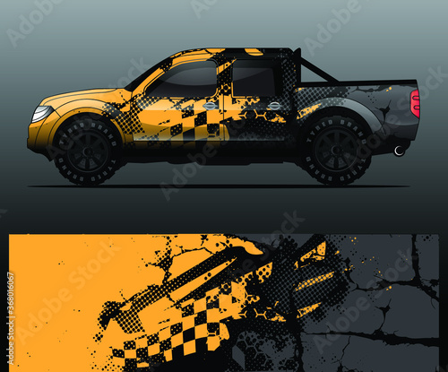 truck and vehicle Graphic vector. Racing background for vinyl wrap and decal