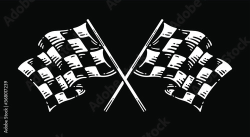  black and white racing flag on dark background