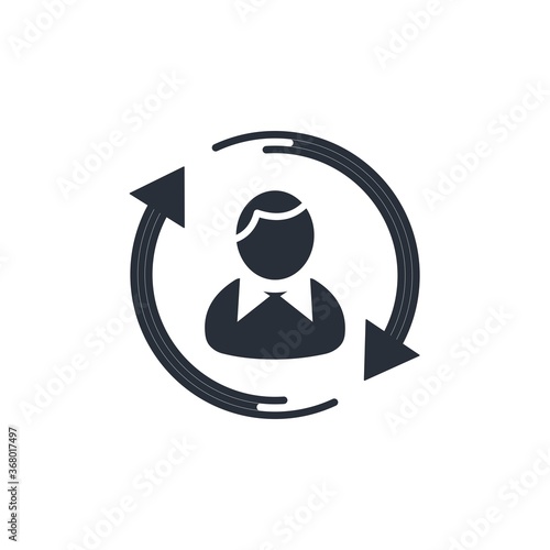 Person and arrow circles.  Vector icons isolated on white background.