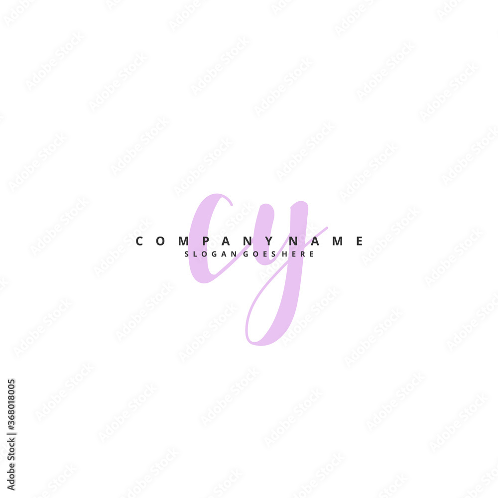 C Y CY Initial handwriting and signature logo design with circle. Beautiful design handwritten logo for fashion, team, wedding, luxury logo.