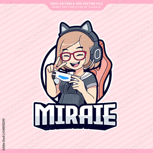 Cute gamer girl esport streamer logo mascot