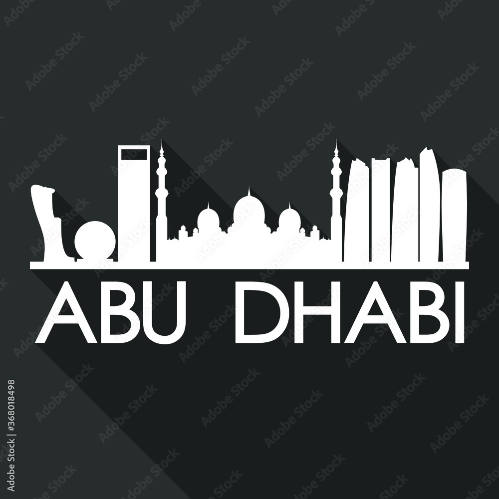 Abu Dhabi Flat Icon Skyline Silhouette Design City Vector Art Famous Buildings.