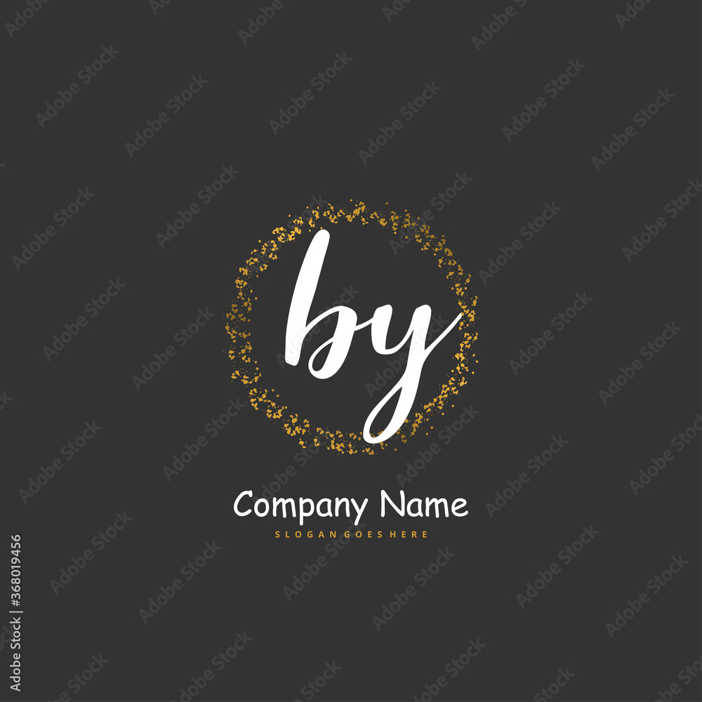 B Y BY Initial handwriting and signature logo design with circle. Beautiful design handwritten logo for fashion, team, wedding, luxury logo.