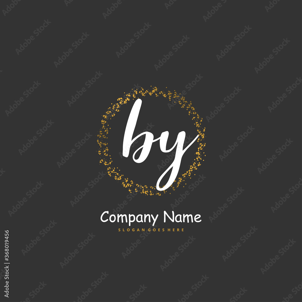 Obraz premium B Y BY Initial handwriting and signature logo design with circle. Beautiful design handwritten logo for fashion, team, wedding, luxury logo.