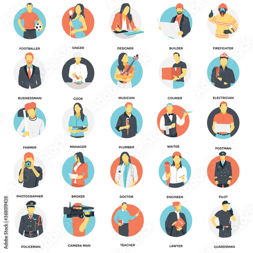 Flat Icons Set of Professions © Prosymbols