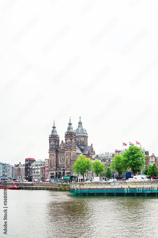 Amsterdam, Netherlands - May 23, 2018 : Street view of downtown in Amsterdam, Netherlands