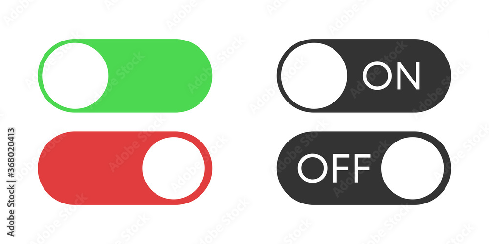 Turn on and turn off flat button vector Turn on and turn off flat button vector