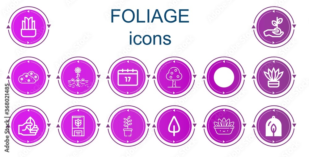 Editable 14 foliage icons for web and mobile Editable 14 foliage icons for web and mobile