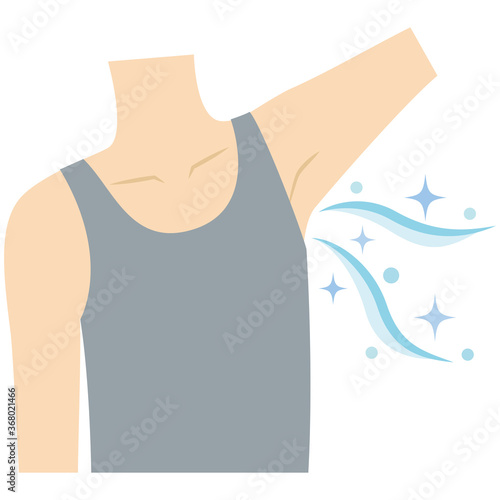 脇の下が清潔で脇毛のない男性　脱毛　フラットデザイン