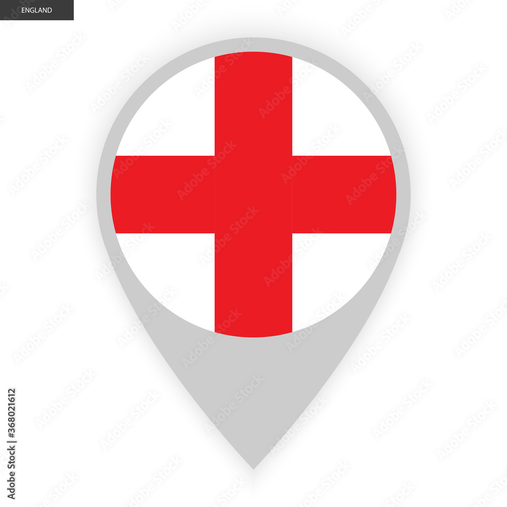 England marker icon with shadow on white background. English pin icon isolated on white background England marker icon with shadow on white background. English pin icon isolated on white background