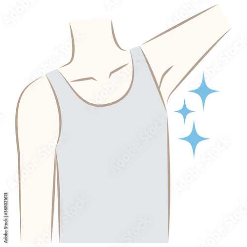 脇の下が清潔で脇毛のない男性　脱毛