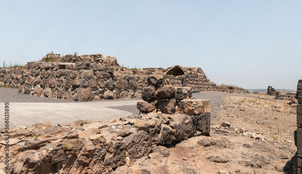 The ruins of the great Hospitaller fortress - Belvoir - Jordan Star - located on a hill above the Jordan Valley in Israel