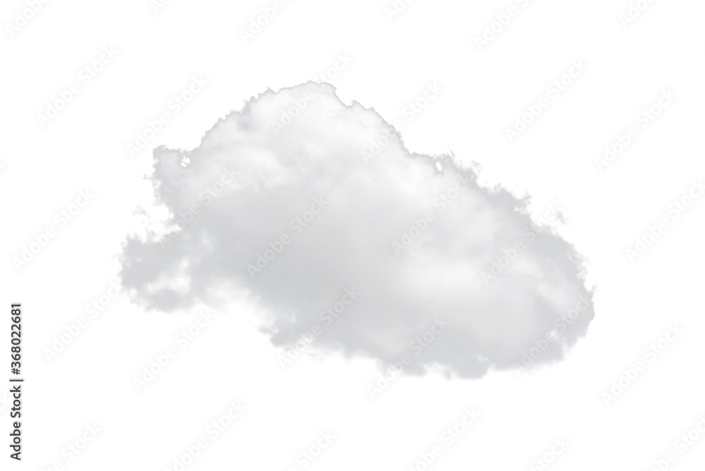 Nature single white cloud isolated on white background. Cutout clouds element design for multi purpose use.