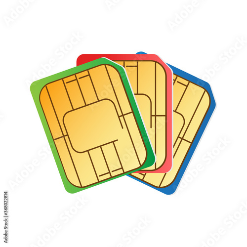 sim card chip card isolated on white background. vector illustration