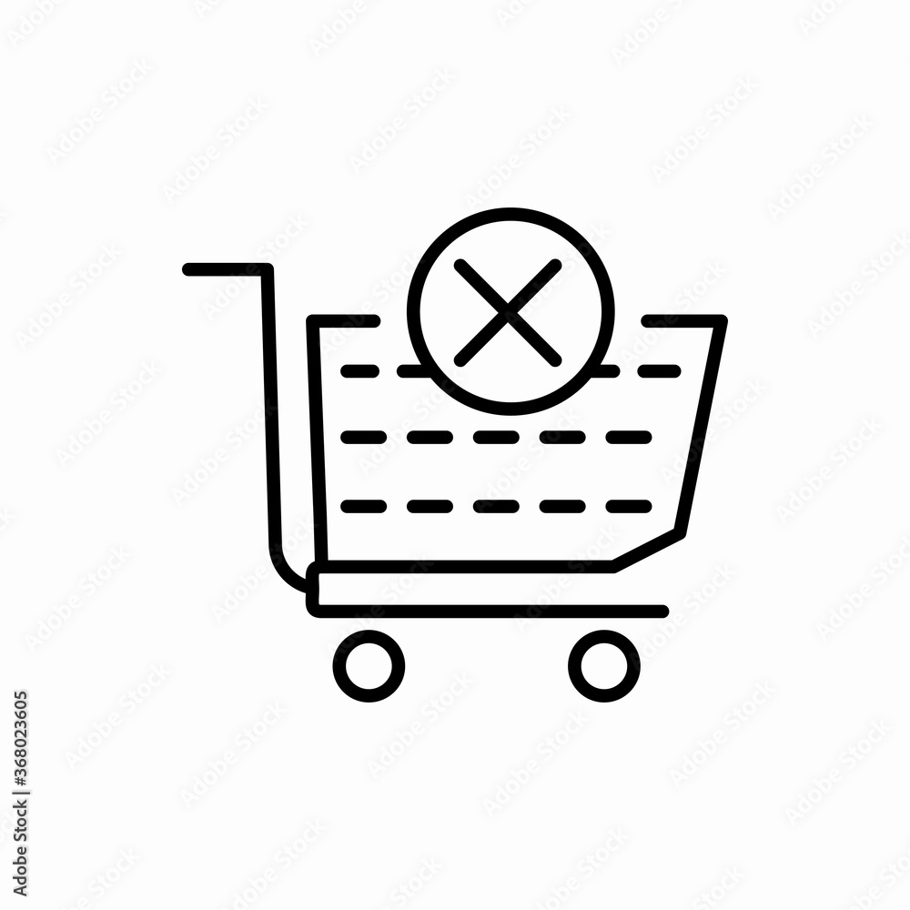 Outline remove from cart icon.Remove from cart vector illustration. Symbol for web and mobile Outline remove from cart icon.Remove from cart vector illustration. Symbol for web and mobile