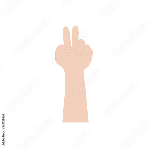 protesting concept, hand with peace gesture icon, flat style