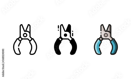 Wire cutter icon. With outline, glyph, and filled outline style