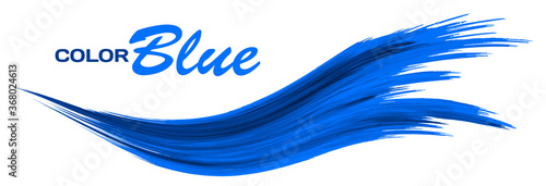 Blue paint brush stroke isolated on white