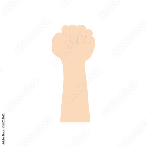 protesting concept, hand up with closed fist icon, flat style
