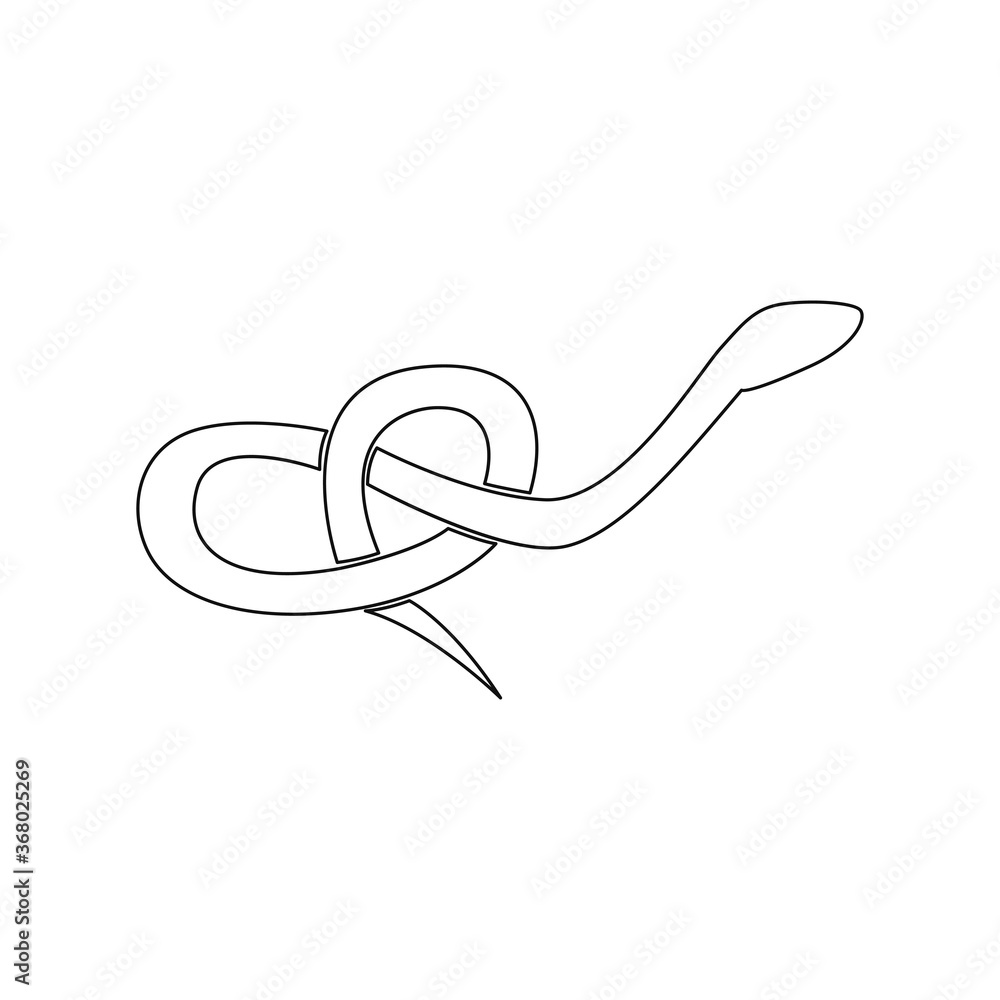 Abstract outline snake silhouette. Line illustration isolated on white background... Abstract outline snake silhouette. Line illustration isolated on white background...