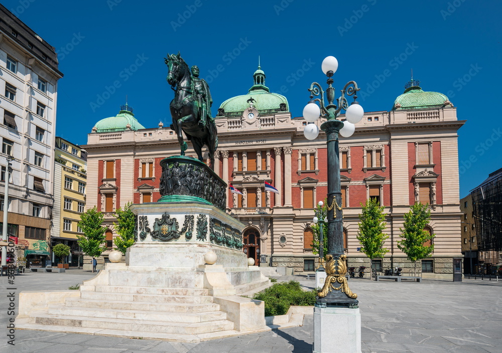 Belgrade, Republic Square, National Museum, the Statue of Prince Michael