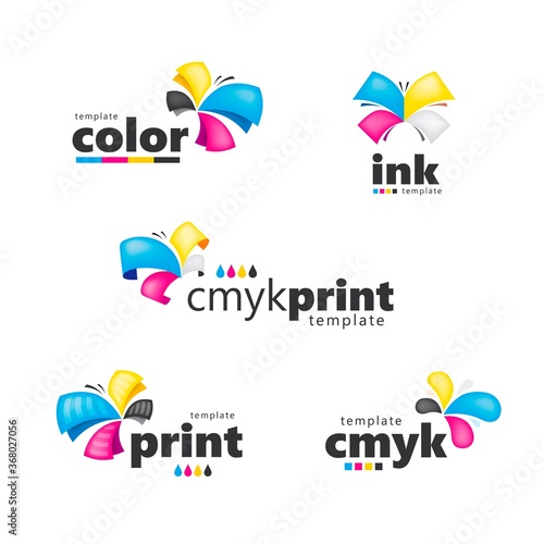 Set Color logo cmyk print abstract butterfly colorful flyer paper