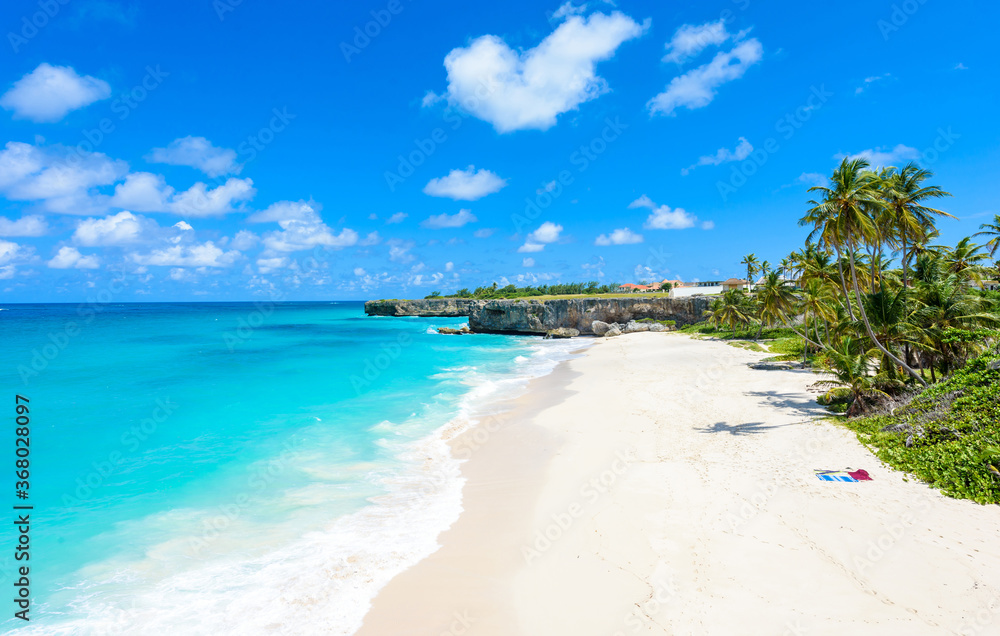 Beautiful Paradise beach view on the Caribbean island of Barbados