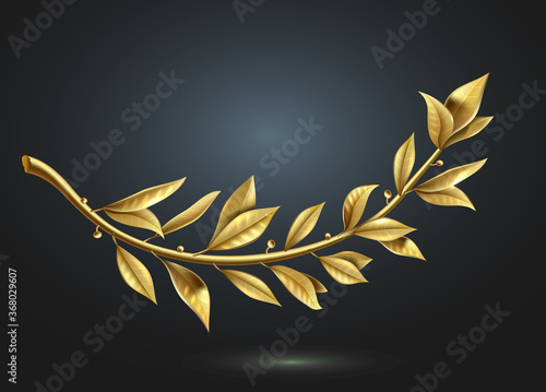 Golden laurel branch part of winner wreath
