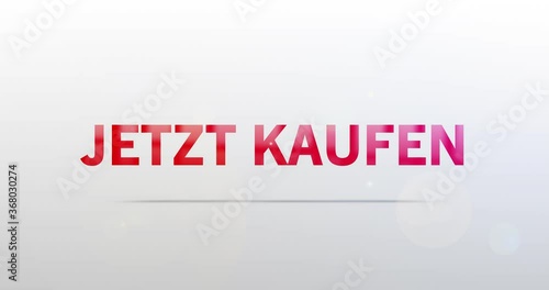 Jetzt kaufen. Partikel Logo. Text Animation. Rotes Logo auf Hintergrund weiß/grau. Drehung. Hochwertiges 4k Video photo