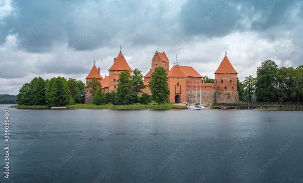 Trakai Island Castle, Trakai, Lithuania, on an island in Lake Galve. Built in the 14th c. it was was one of the main centers of the Grand Duchy of Lithuania