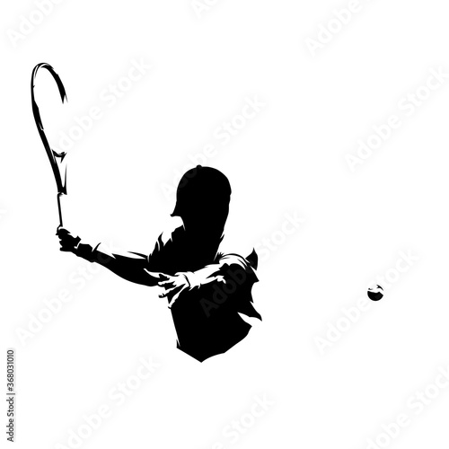 Tennis player logo, abstract isolated vector silhouette